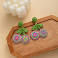 Eight Color Woven Double Cherry Dangle Stud Earrings view 4