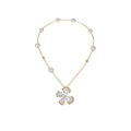 Butterfly and Pearl Station Necklace in Silver and Gold view 5