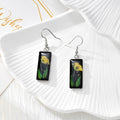Silver Hook Black Resin Pressed Flower Earrings in Eight Designs view 8