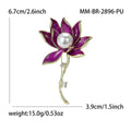 Enamel Lotus Stem Brooch With Pearl Center in Three Colors view 7