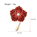 Red Gold Tone Poppy Flower Enamel Nine Designs Metal Brooch Pin view 8