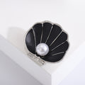 Pearl Shell Brooch in Ivory Black and Pale Blue Jacket and Scarf Accessory view 3