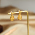 Irregular Teardrop Stud Earrings Textured Organic Gold Steel view 4
