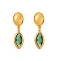 Gold Oval Stud Marquise Czech Glass Drop Earrings Set view 5