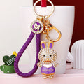 Jeweled Happy Rabbit Keychains in Four Colors with Braided Loops view 7