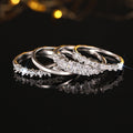 Four-Band Geometric Clear Stone Ring Set In Silver And Gold Tones view 3