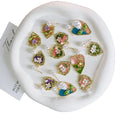 Gold Heart Enamel Floral Pearl Drop Earrings 8 Styles view 5
