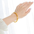 Matte Gold Solid Round Bangle Bracelet Smooth Thick Band view 1