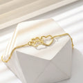 Gold Cat Paw And Heart Interlock Chain Bracelet Band view 3