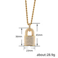 Gold Silver Tone Pave Lock Padlock Pendant Rope Necklace view 4