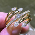 Gold Multi-Band Spiral CZ Wrap Finger Ring Sizes 6-10 view 1