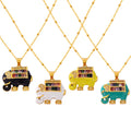 Gold Enamel Crystal Elephant Pendant Necklaces Four Colors view 5