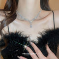 Two Silver Tone Crystal Necklace Earring Sets With Teardrop Designs view 4