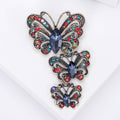 Three Linked Butterfly Brooch in Blue Red or Multicolor Crystal view 8