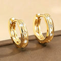 Star CZ Huggie Hoop Earrings Gold or White Gold Metal view 2