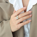 Gold Open Wave Enamel Ring Blue Gray or White Finish view 4