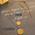 Double Layer Round Disc Pendant Necklace Sun Landscape view 3