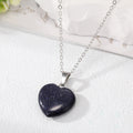 Silver Tone Heart Stone Style Pendant Necklaces in Eleven Colors view 11