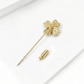 Long Four Leaf Clover Stick Pin In Silver Or Gold Tone view 3