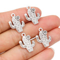 Textured Cactus Charms in an Antique Silver Finish view 5
