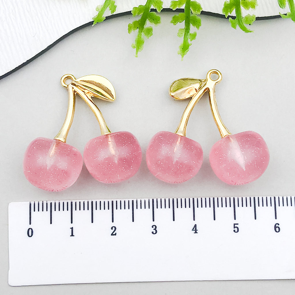 Transparent Acrylic Cherry Charm Pendant for DIY Earrings Necklace and Keychain Jewelry