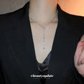 Y Teardrop Rhinestone Lariat Necklace Gold Silver Two view 2