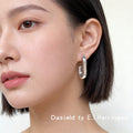 Silver Smooth Hollow Tube U-Shape Geometric Hoop Stud Earrings view 2