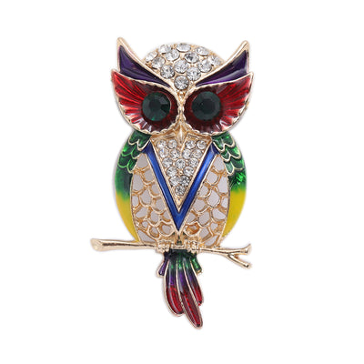 Enamel Owl Brooch on white background