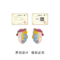 Gold Enamel Abstract Face Stud Earrings Pink Beret Design view 3