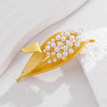 Gold Tone Lily of the Valley Pearl Look Metal Brooch Pin view 5