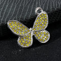 Pave Rhinestone Butterfly Charm Pendant Silver Tone And Gold Tone view 4