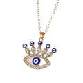 Gold Tone Rhinestone Eyelash Evil Eye Pendant Necklaces view 5