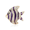 Crystal Striped Tropical Fish Brooch in Blue and Purple view 2