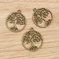 Round Openwork Tree of Life Pendants in Two Antique Finishes view 3