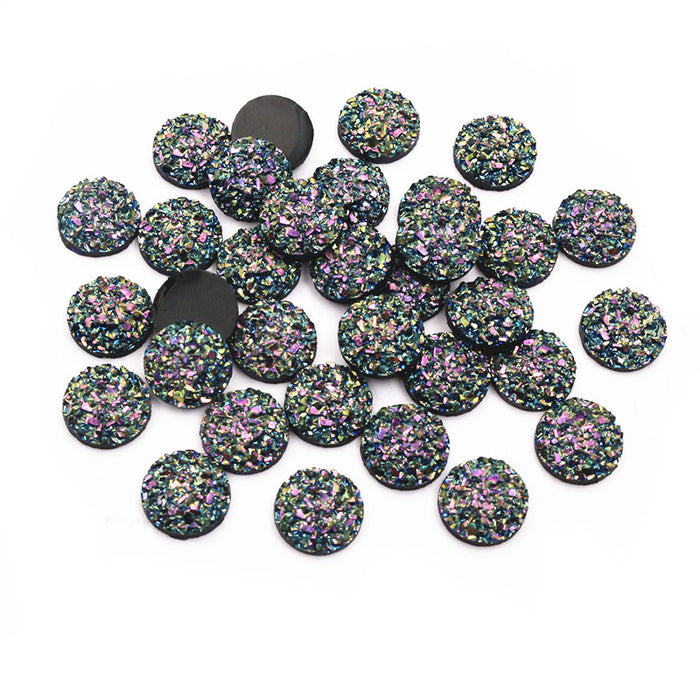 Round Multicolor Druzy Resin Cabochons in Two Sizes