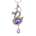 Double Sided Crystal Swan Keychains in White Black Violet Pink and Assorted view 5