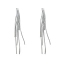 Silver Multi-Strand Textured Long Tassel Drop Earrings view 5