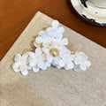 White Embroidered Flower Pearl Claw Clip Hair Accessory view 6