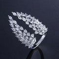 Marquise Leaf Cluster Adjustable Open Ring In Three Metal Tones view 8