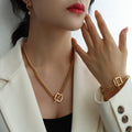 Thick Curb Chain OT Toggle Necklace And Matching Bracelet view 1