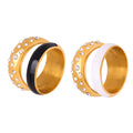 Crystal Dome Dual Band Enamel Stack Ring Gold Steel view 5