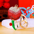 Gradient Crystal Tulip Keychains With Green Stem and Gem Leaf view 1