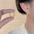 Gold Twisted Rope Huggie Hoop Earrings Geometric Pair view 2