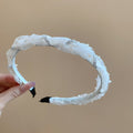 Mesh Tulle Rhinestone Twist Pearl Padded Hair Headband view 7