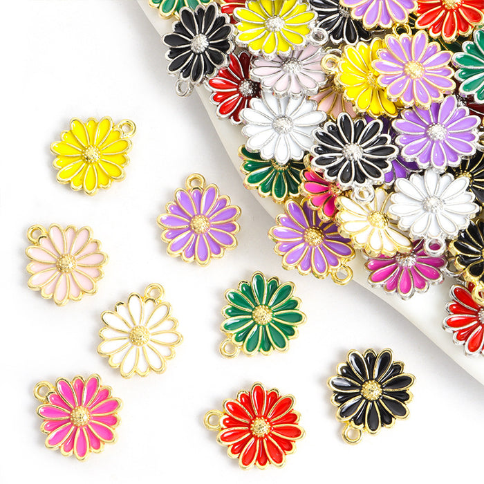 Polished Gold Silver Daisy Alloy Charms in 16 Styles