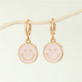 Gold Tone Enamel Smiley Huggie Drop Earrings in Six Colors view 4