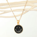 Gold Tone Enamel Smiley Face Pendant Necklaces in Six Colors view 6