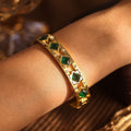 Gold Hinge Bangle Square Glass Zircon Star Frame Four Colors view 3