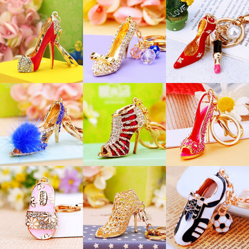 Jeweled High Heel and Fashion Keychains, Metal