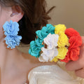Chiffon Flower C Hoop Statement Earrings In Five Colors view 2